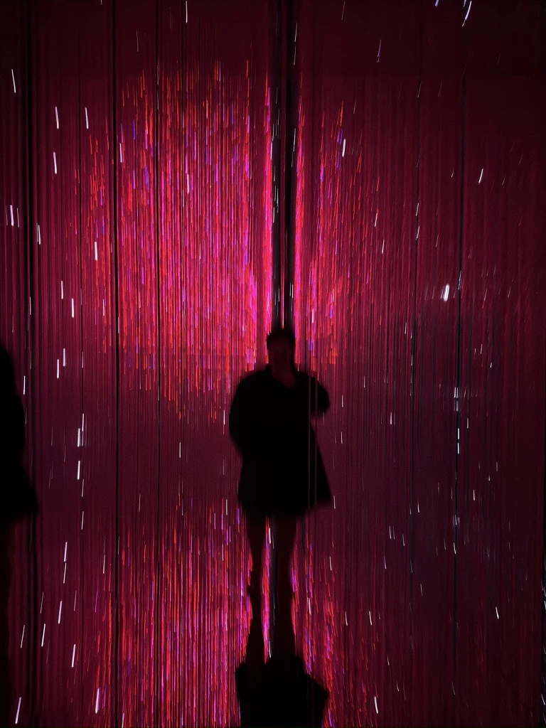 Silhouette in a TeamLab light installation